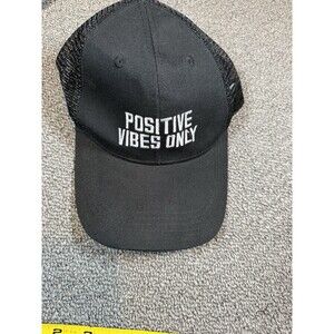 Positive Vibes Only Trucker Cap Hat Black Adjustable Snapback Embroidered Mesh